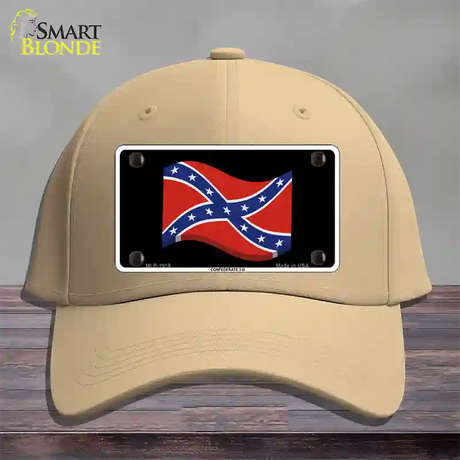 Confederate 3-D Flag Novelty License Plate Hat Cotton / Khaki