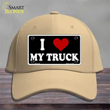 I Love My Truck Black Novelty License Plate Hat Cotton / Khaki