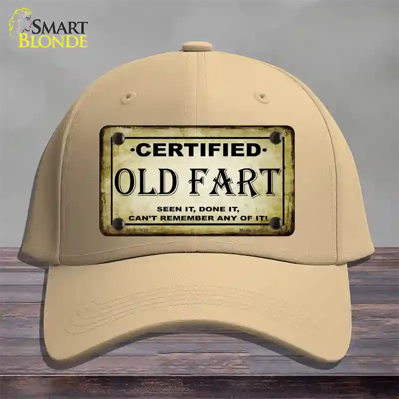 Certified Old Fart Novelty License Plate Hat Cotton / Khaki