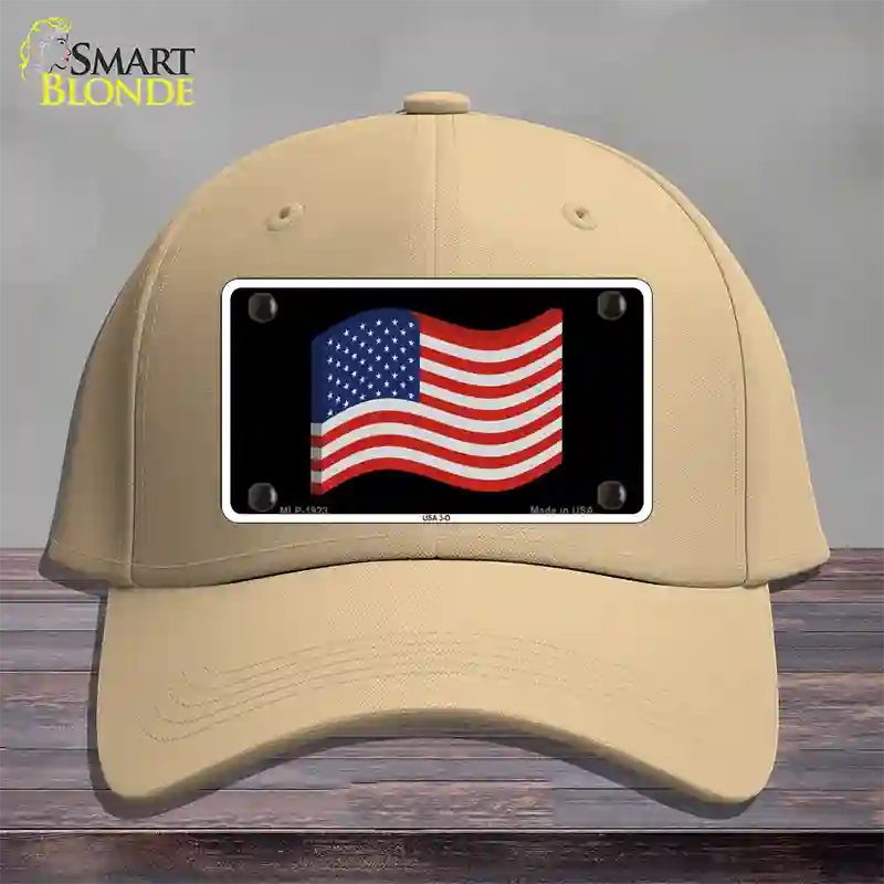 USA 3-D Flag Novelty License Plate Hat Cotton / Khaki