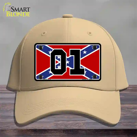 Confederate Flag 01 Novelty License Plate Hat Cotton / Khaki