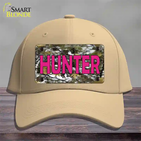 Pink Hunter Novelty License Plate Hat Cotton / Khaki