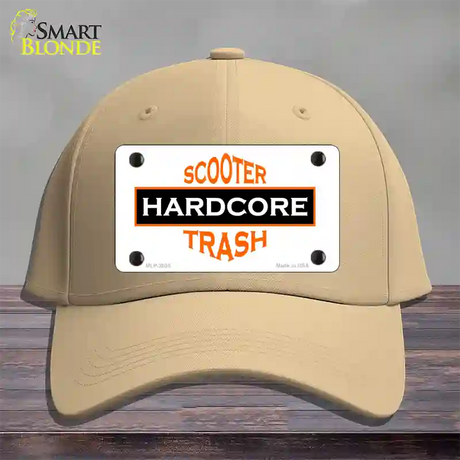 Hardcore Scooter Trash White Novelty License Plate Hat Cotton / Khaki