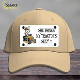 She Thinks My Tractors Sexy White Novelty License Plate Hat Cotton / Khaki