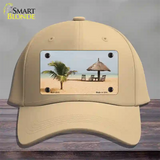 Tropical Beach Setting Novelty License Plate Hat Cotton / Khaki