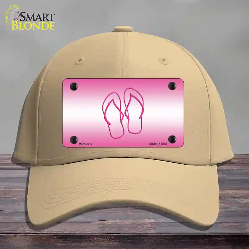 Flip Flops Pink Novelty License Plate Hat Cotton / Khaki