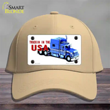 Trucking In The USA Novelty License Plate Hat Cotton / Khaki