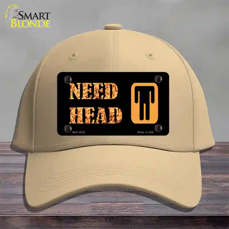 Need Head Novelty License Plate Hat Cotton / Khaki