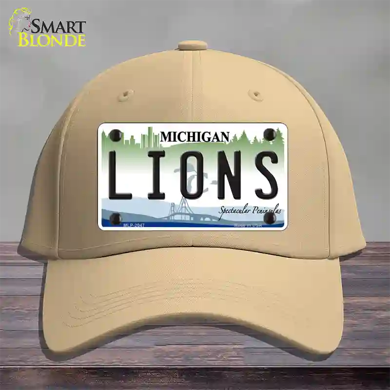 Lions Michigan State Novelty License Plate Hat Cotton / Khaki