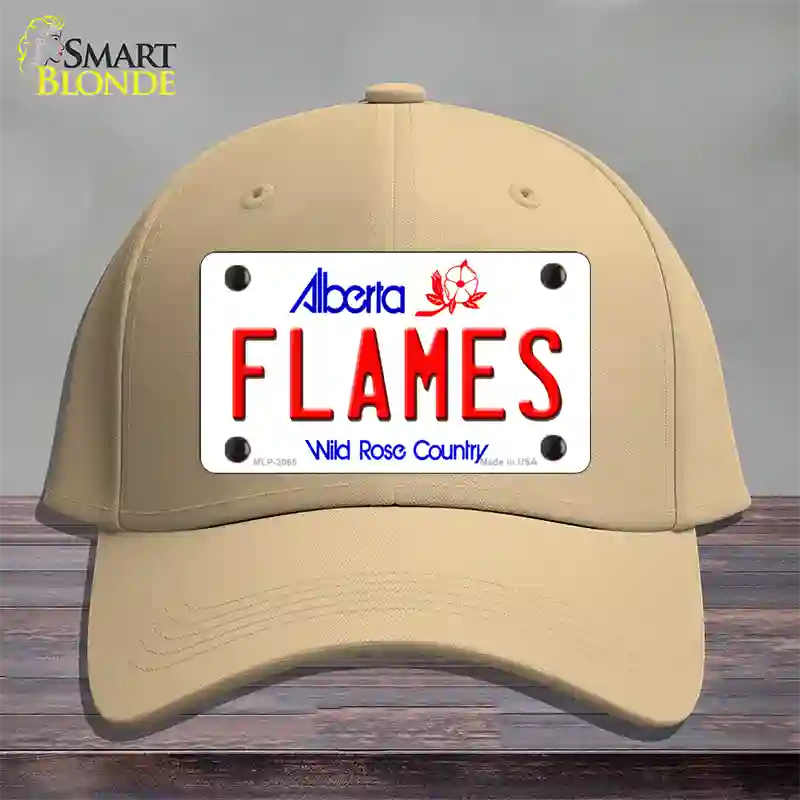 Flames Alberta Canada Province Novelty License Plate Hat Cotton / Khaki