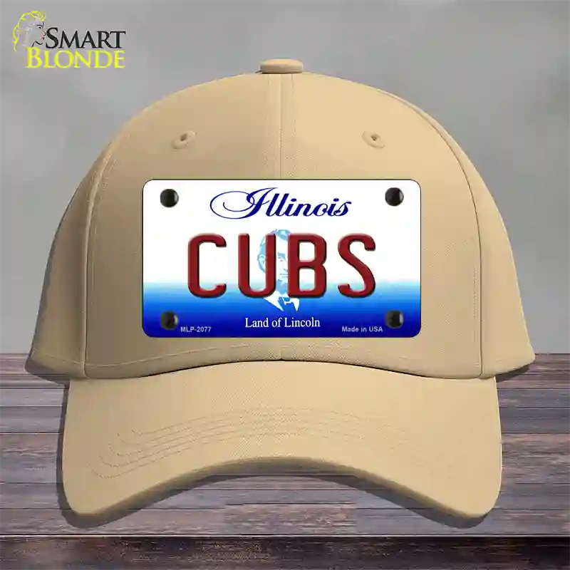 Cubs Chicago Illinois State Novelty License Plate Hat Cotton / Khaki