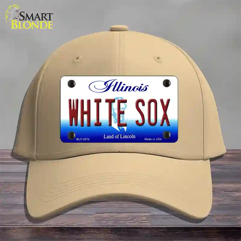 Whitesox Illinois State Novelty License Plate Hat Cotton / Khaki