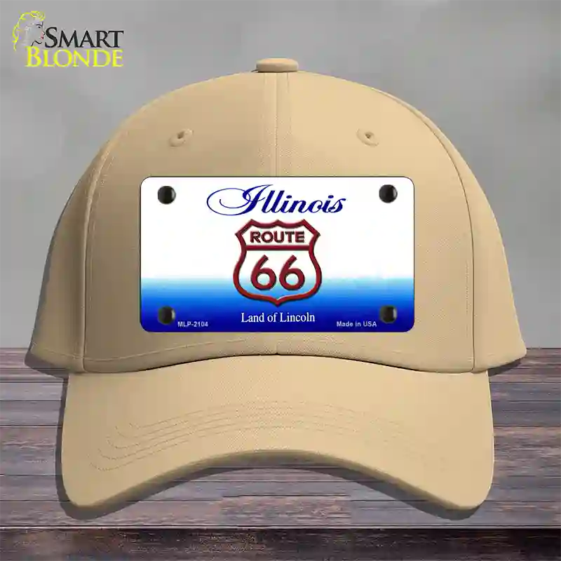 Route 66 Shield Illinois Novelty License Plate Hat Cotton / Khaki