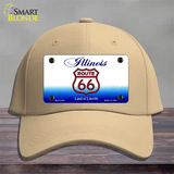 Route 66 Shield Illinois Novelty License Plate Hat Cotton / Khaki