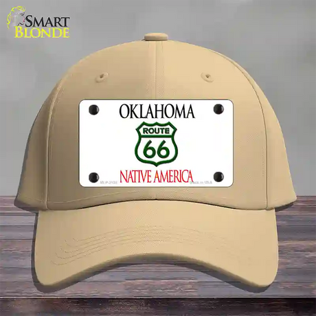 Route 66 Shield Oklahoma Novelty License Plate Hat Cotton / Khaki