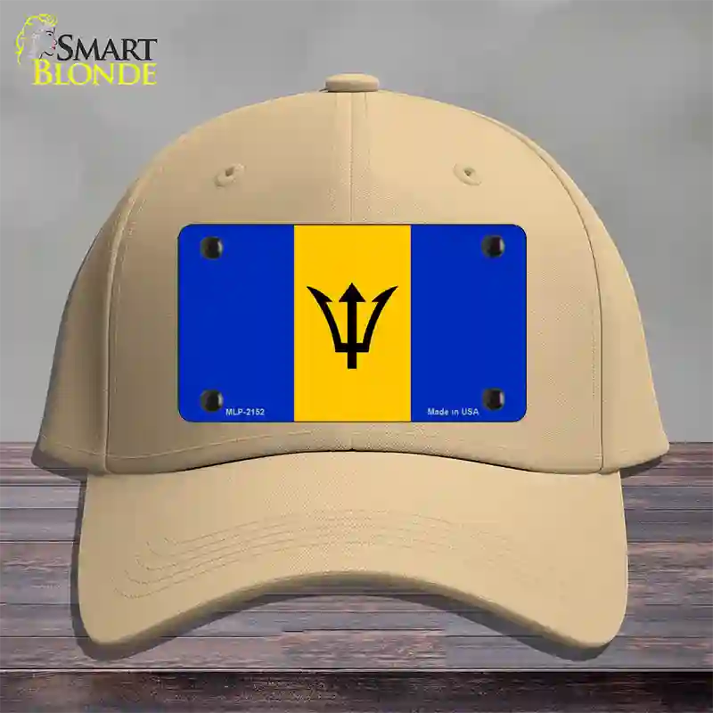 Barbados Flag Novelty License Plate Hat Cotton / Khaki