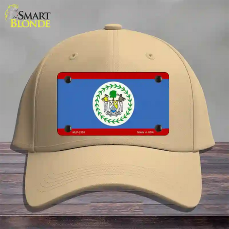 Belize Flag Novelty License Plate Hat Cotton / Khaki