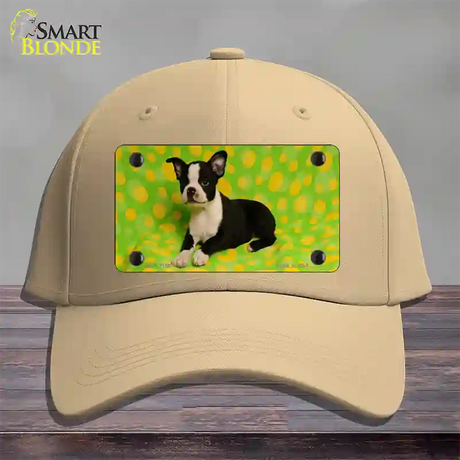 Boston Terrier Dog Novelty License Plate Hat Cotton / Khaki