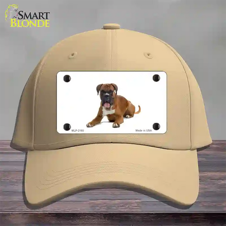 Boxer Dog Novelty License Plate Hat Cotton / Khaki