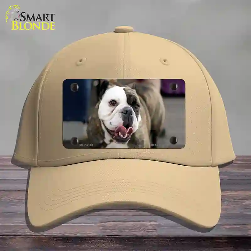 Bulldog Dog Novelty License Plate Hat Cotton / Khaki