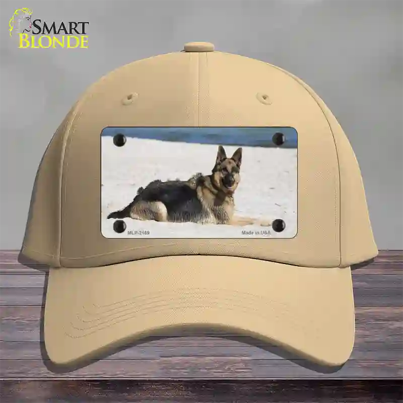 German Shepherd Dog Novelty License Plate Hat Cotton / Khaki