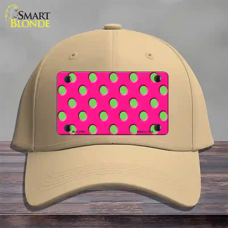 Lime Green Polka Dots Hot Pink Novelty License Plate Hat Cotton / Khaki