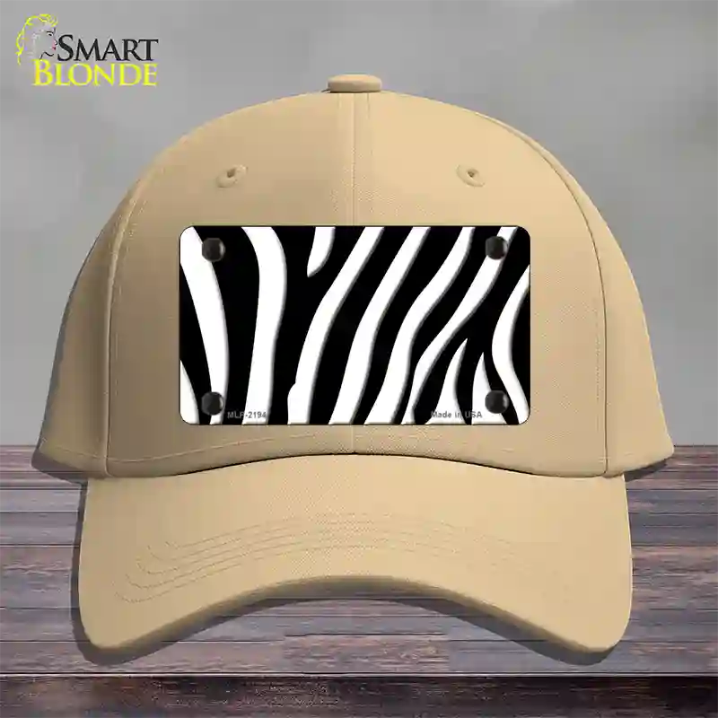 Black White Zebra Novelty License Plate Hat Cotton / Khaki