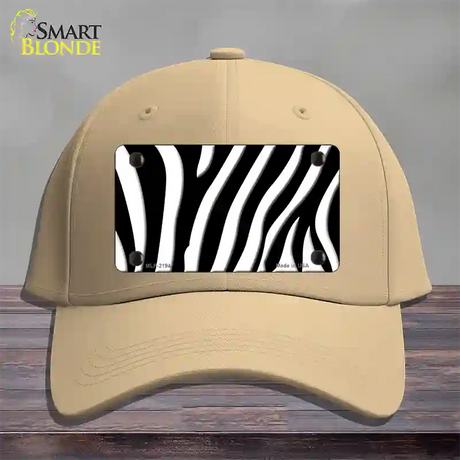 Black White Zebra Novelty License Plate Hat Cotton / Khaki