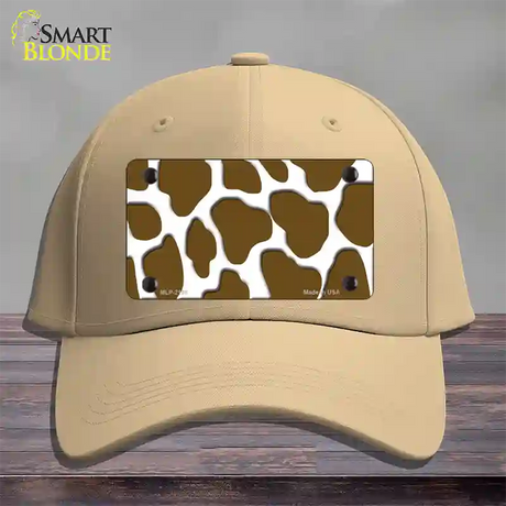 Brown White Giraffe Novelty License Plate Hat Cotton / Khaki