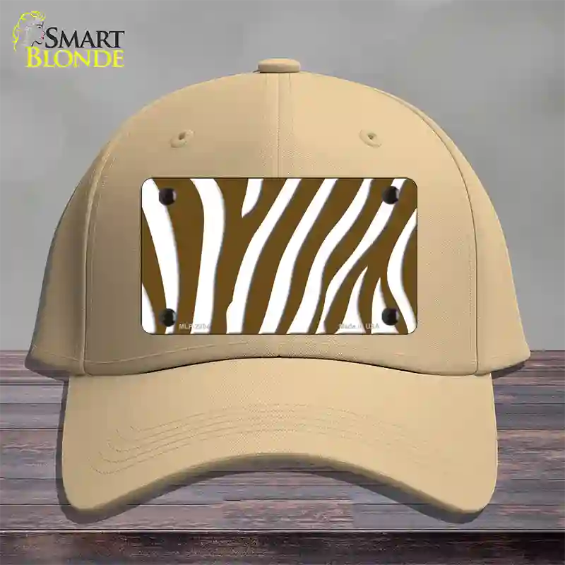 Brown White Zebra Novelty License Plate Hat Cotton / Khaki