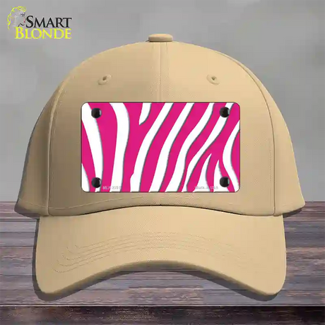 Hot Pink White Zebra Novelty License Plate Hat Cotton / Khaki