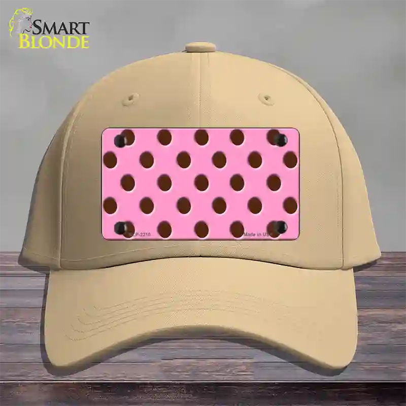 Chocolate Brown Polka Dots Pink Novelty License Plate Hat Cotton / Khaki