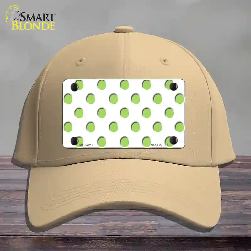 Lime Green Polka Dots White Novelty License Plate Hat Cotton / Khaki