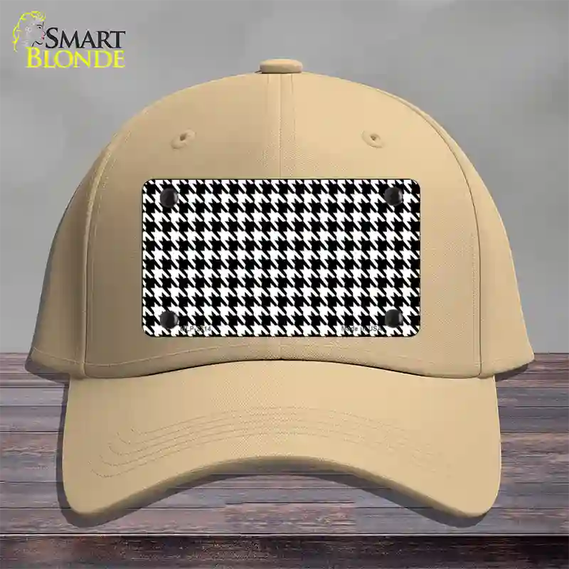 White Black Houndstooth Novelty License Plate Hat Cotton / Khaki