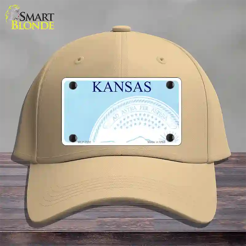 Kansas State Blank Novelty License Plate Hat Cotton / Khaki