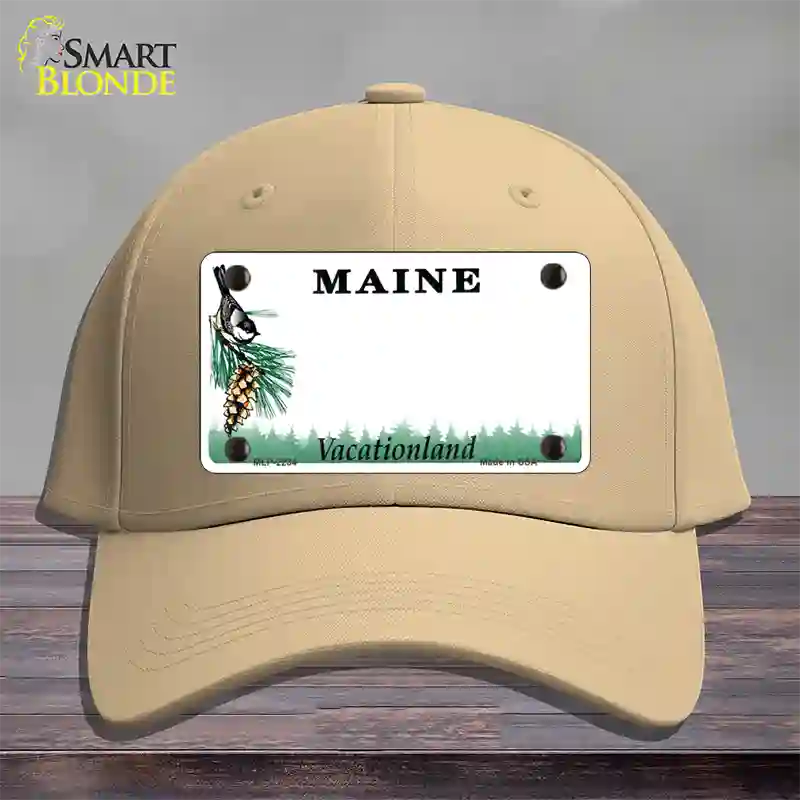 Maine State Blank Novelty License Plate Hat Cotton / Khaki