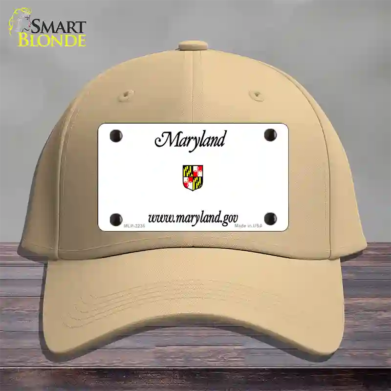 Maryland Gov State Blank Novelty License Plate Hat Cotton / Khaki