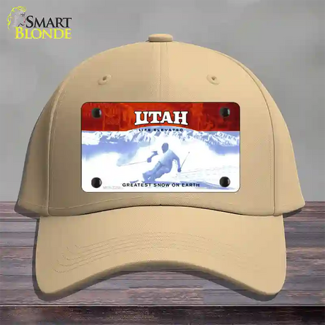 Utah State Blank Novelty License Plate Hat Cotton / Khaki