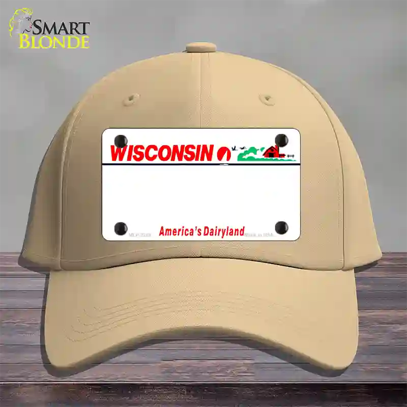 Wisconsin State Blank Novelty License Plate Hat Cotton / Khaki