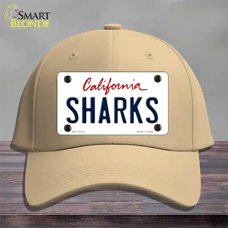 Sharks California State Novelty License Plate Hat Cotton / Khaki