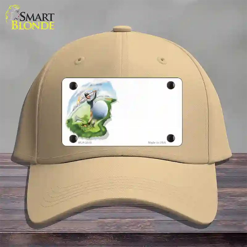 Golf Tee Shot Offset Novelty License Plate Hat Cotton / Khaki