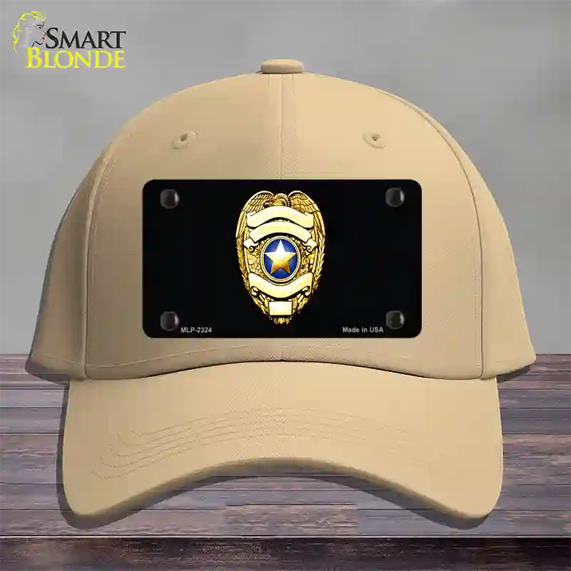 Police Badge Novelty License Plate Hat Cotton / Khaki