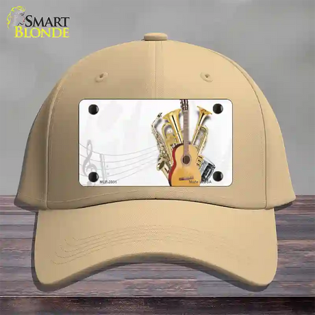 Musical Instruments Offset Novelty License Plate Hat Cotton / Khaki