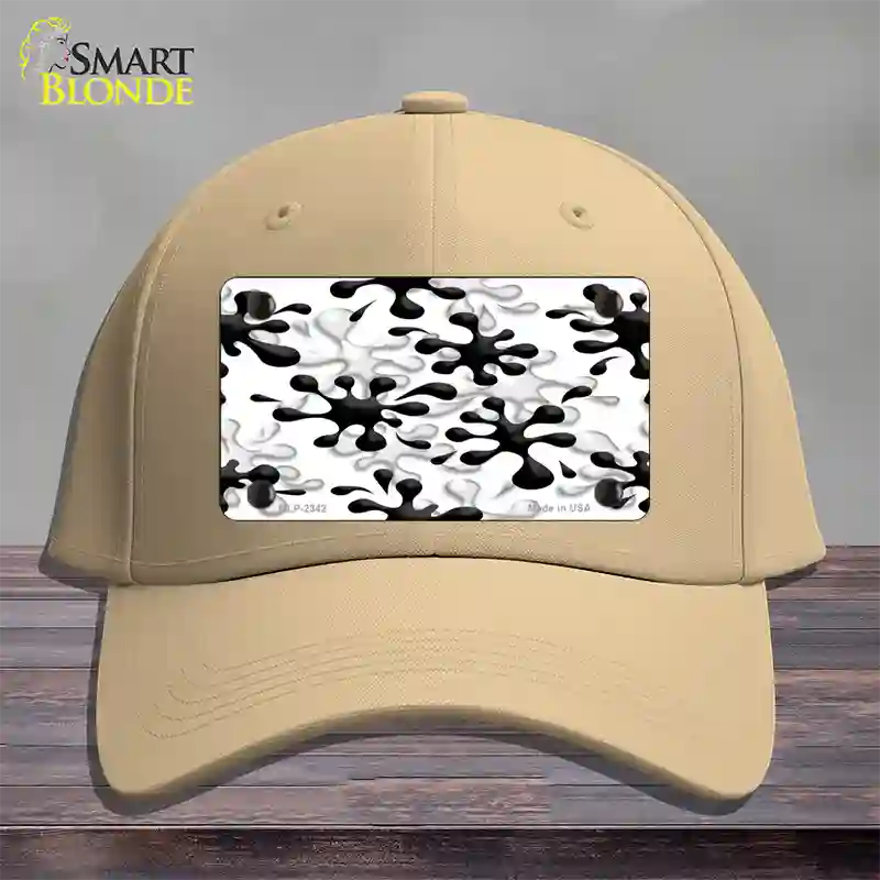 Splatter Black White Novelty License Plate Hat Cotton / Khaki