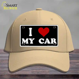 I Love My Car Black Novelty License Plate Hat Cotton / Khaki