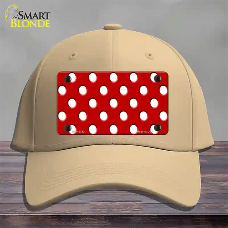 White Polka Dots Red Novelty License Plate Hat Cotton / Khaki