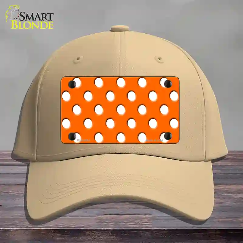 White Polka Dots Orange Novelty License Plate Hat Cotton / Khaki