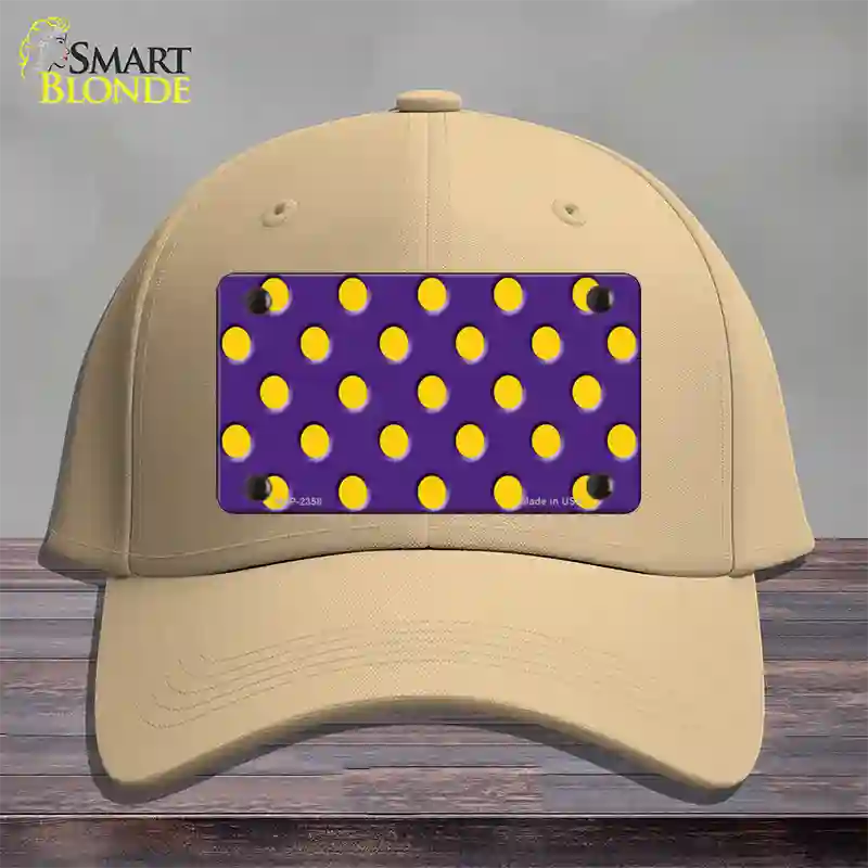 Yellow Polka Dots Purple Novelty License Plate Hat Cotton / Khaki