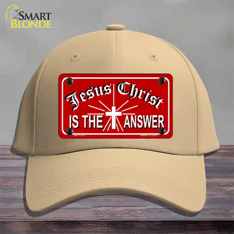 Jesus Christ Is The Answer Novelty License Plate Hat Cotton / Khaki