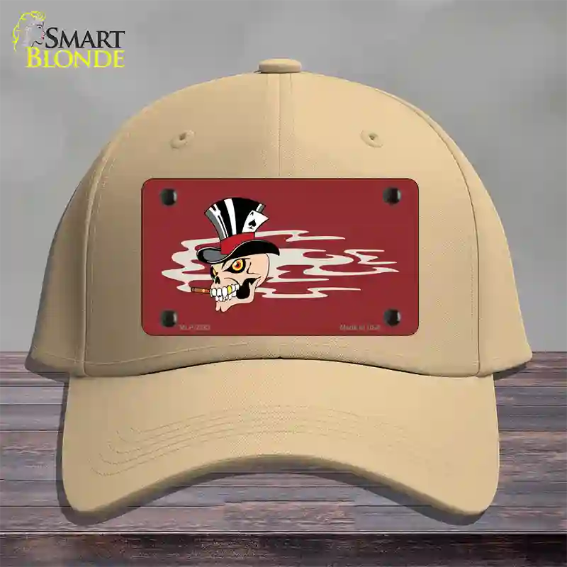 Smokin Joker Top Hat Skull Offset Novelty License Plate Hat Cotton / Khaki